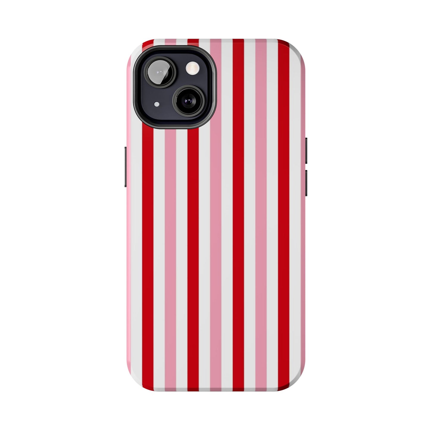 Stylish Tough Phone Case with Red and Pink Stripes