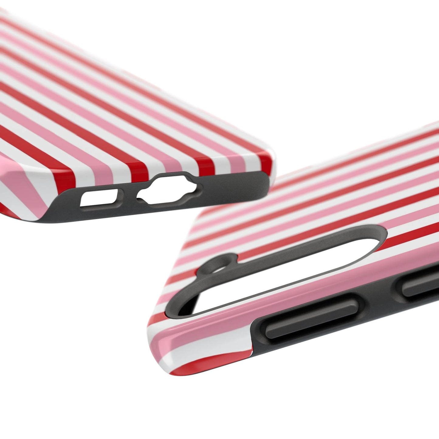 Stylish Tough Phone Case with Red and Pink Stripes