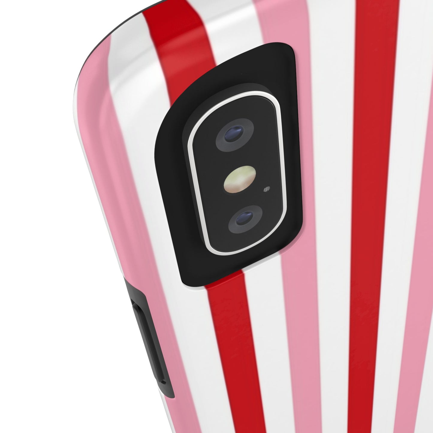 Stylish Tough Phone Case with Red and Pink Stripes