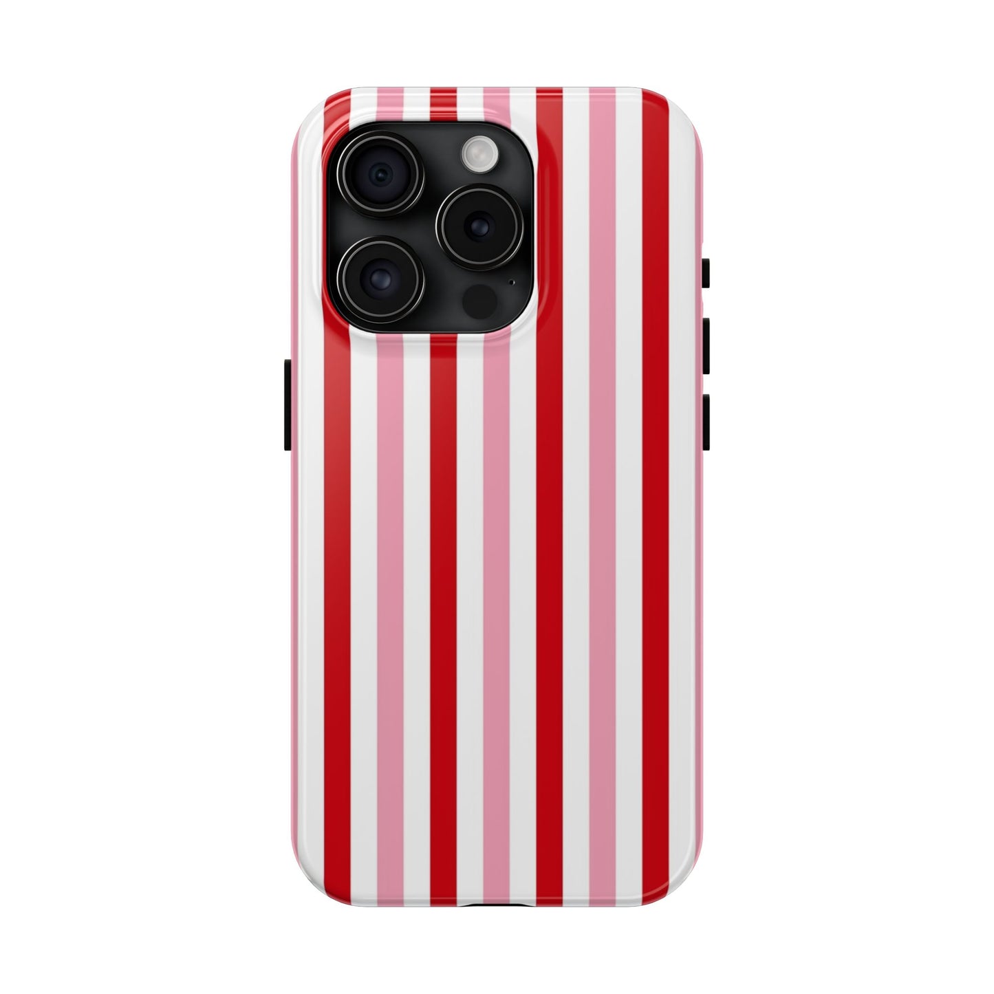 Stylish Tough Phone Case with Red and Pink Stripes