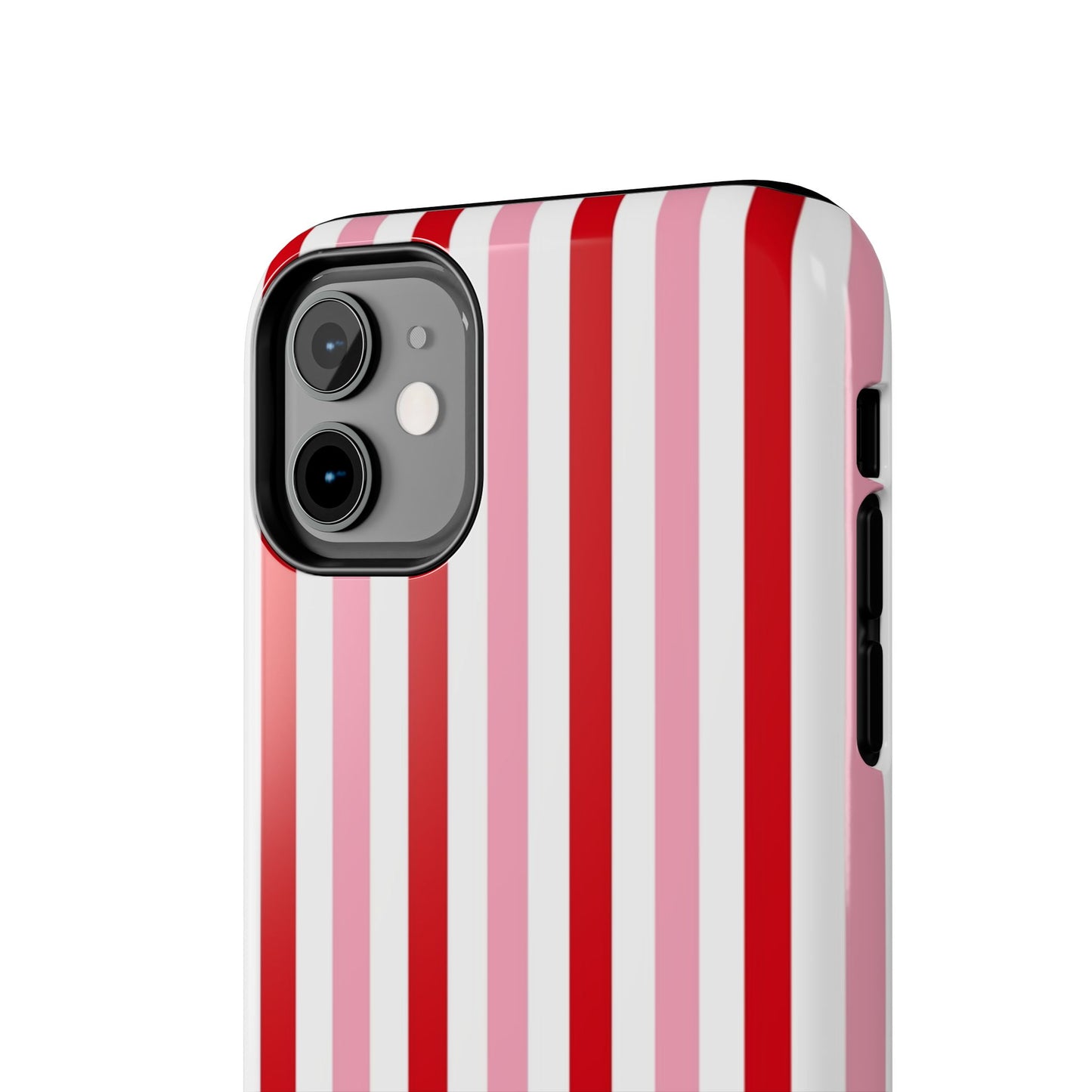 Stylish Tough Phone Case with Red and Pink Stripes