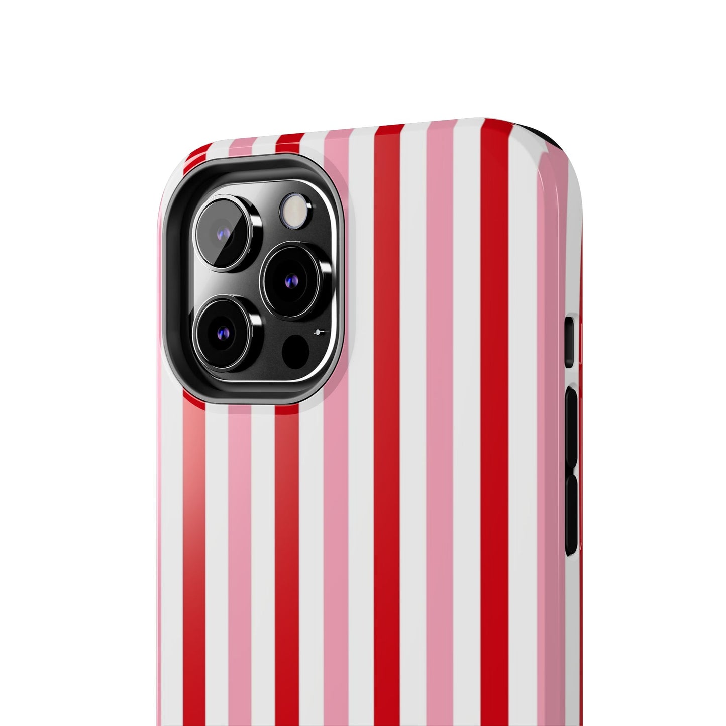 Stylish Tough Phone Case with Red and Pink Stripes