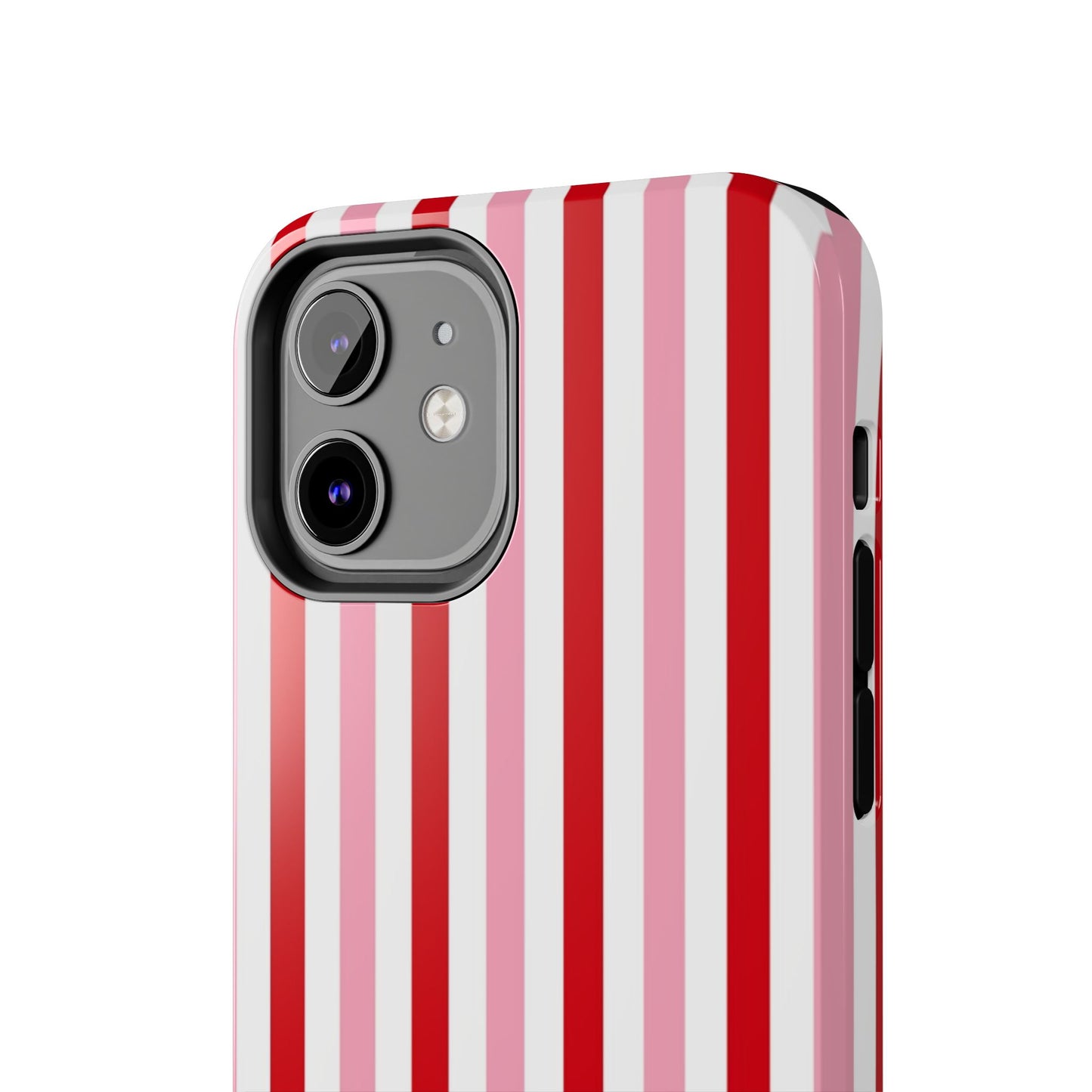 Stylish Tough Phone Case with Red and Pink Stripes