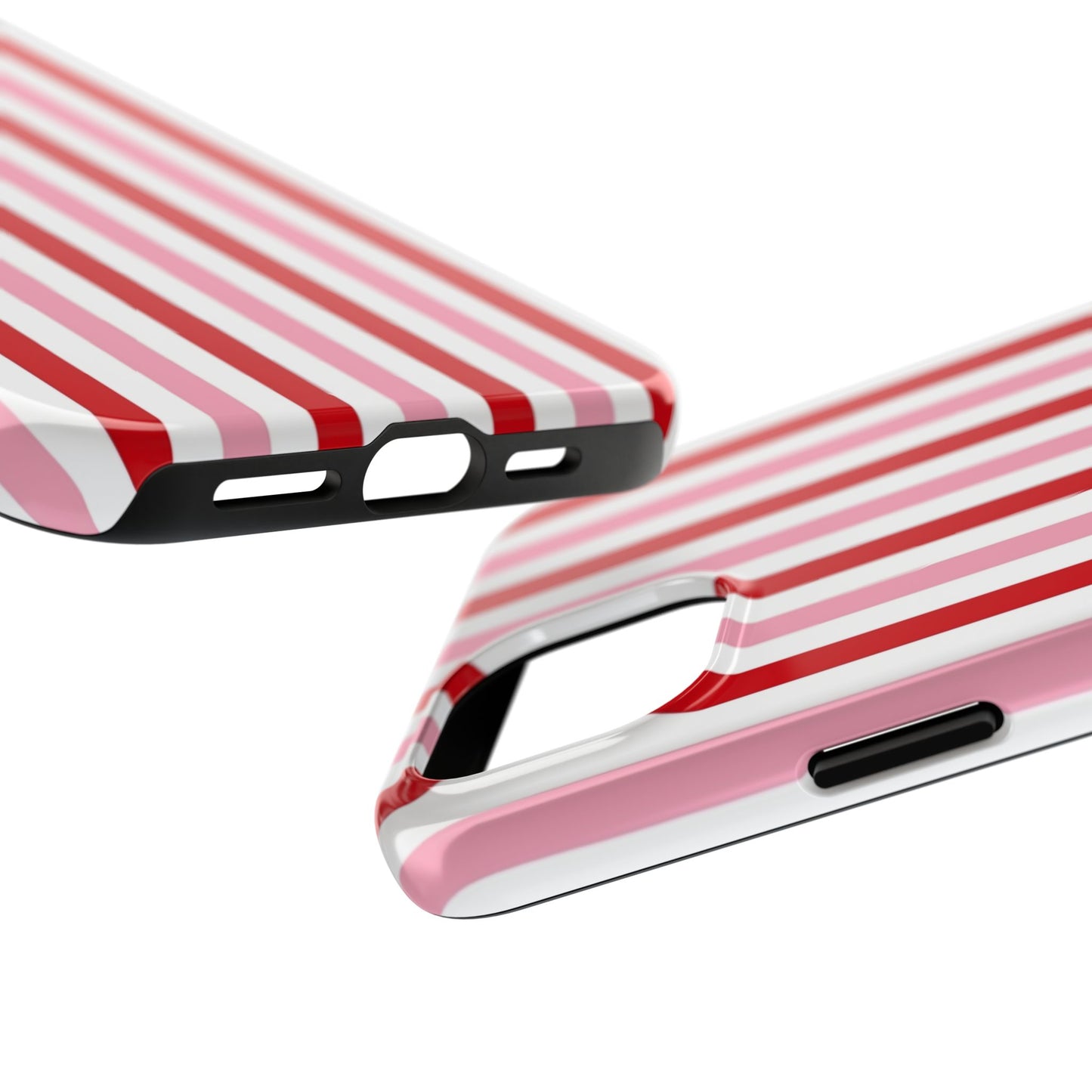 Stylish Tough Phone Case with Red and Pink Stripes