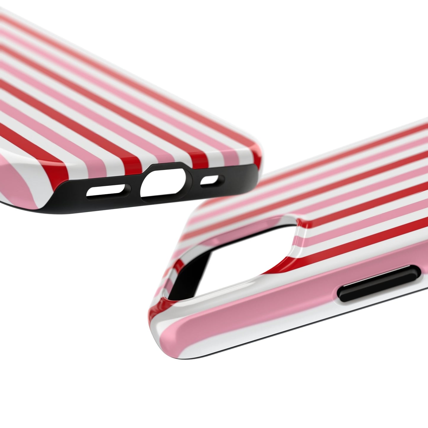 Stylish Tough Phone Case with Red and Pink Stripes