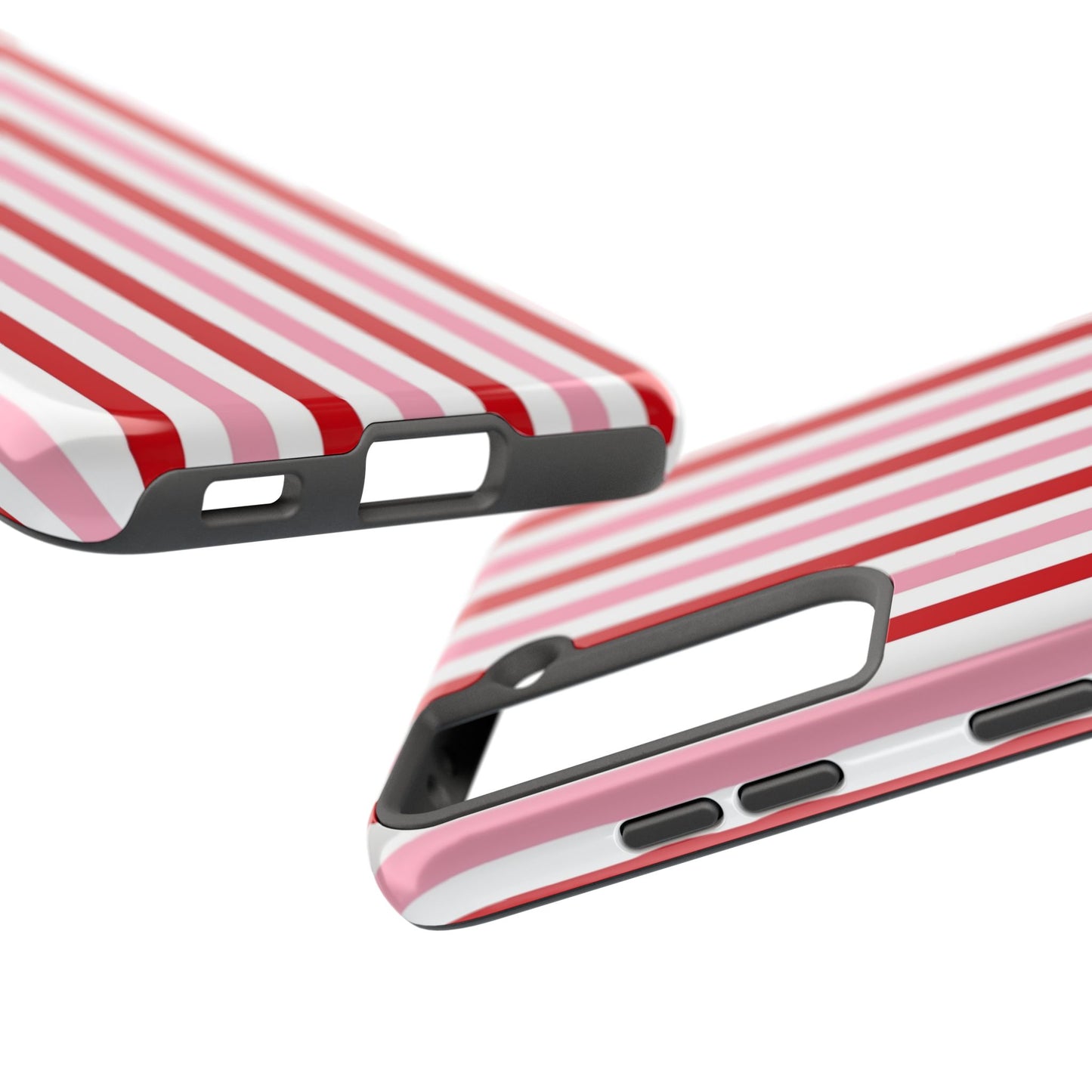 Stylish Tough Phone Case with Red and Pink Stripes