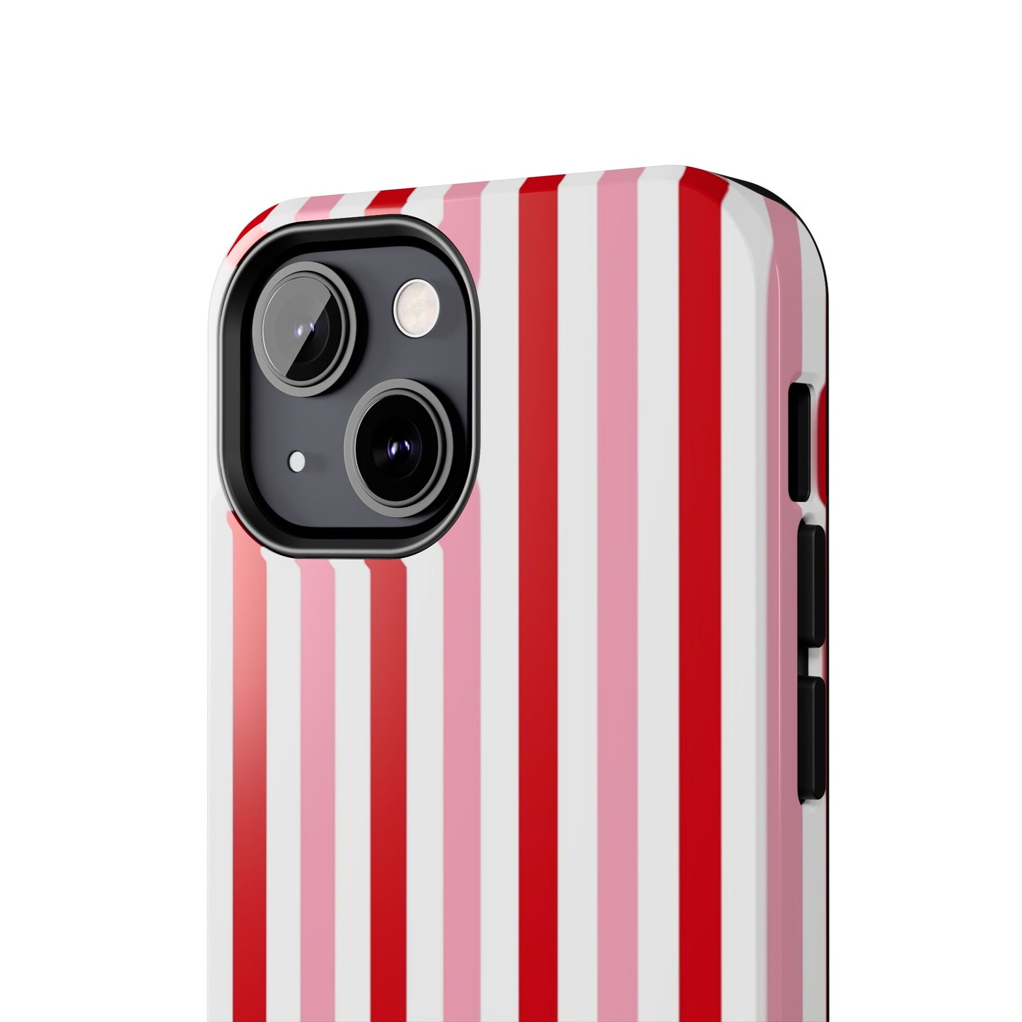 Stylish Tough Phone Case with Red and Pink Stripes