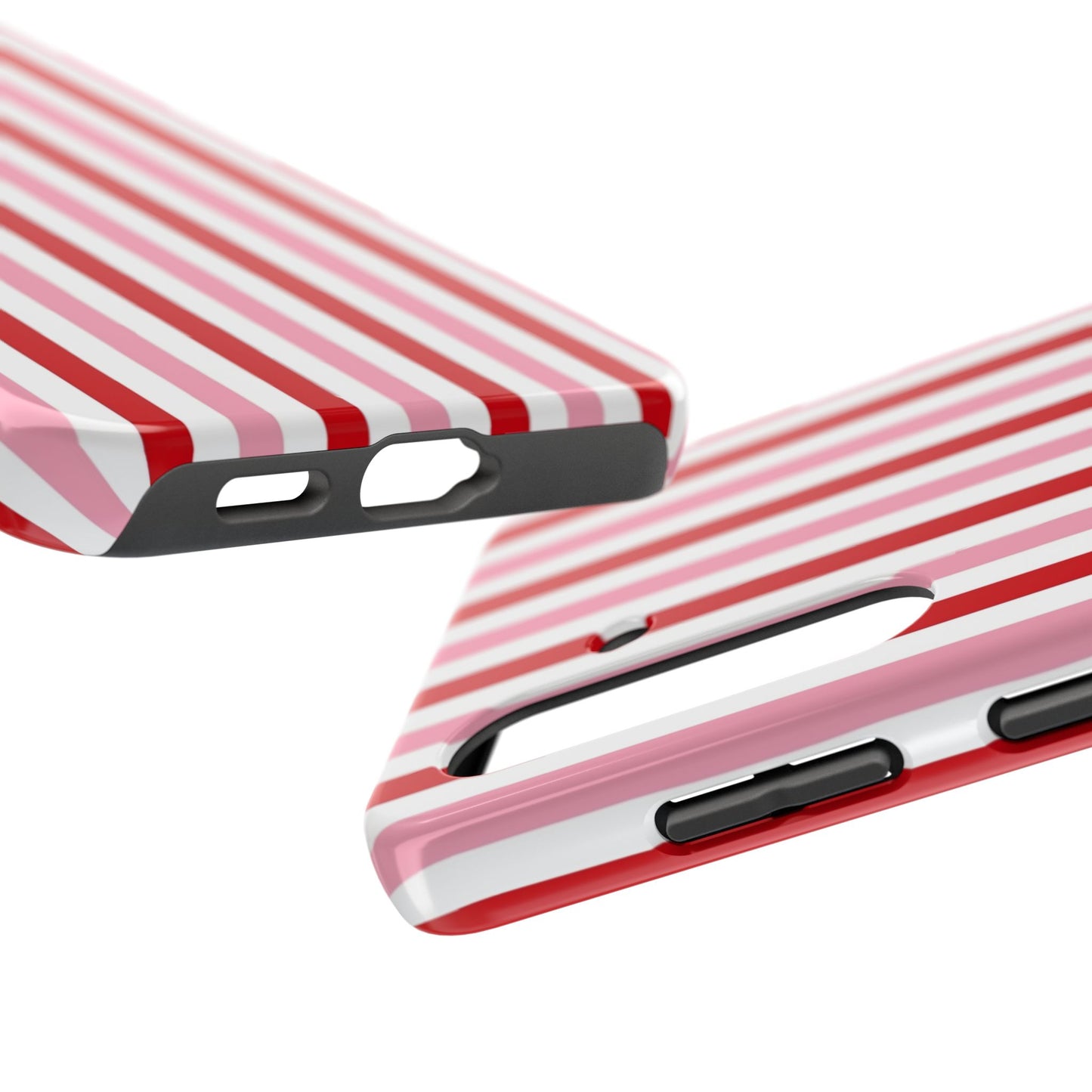 Stylish Tough Phone Case with Red and Pink Stripes