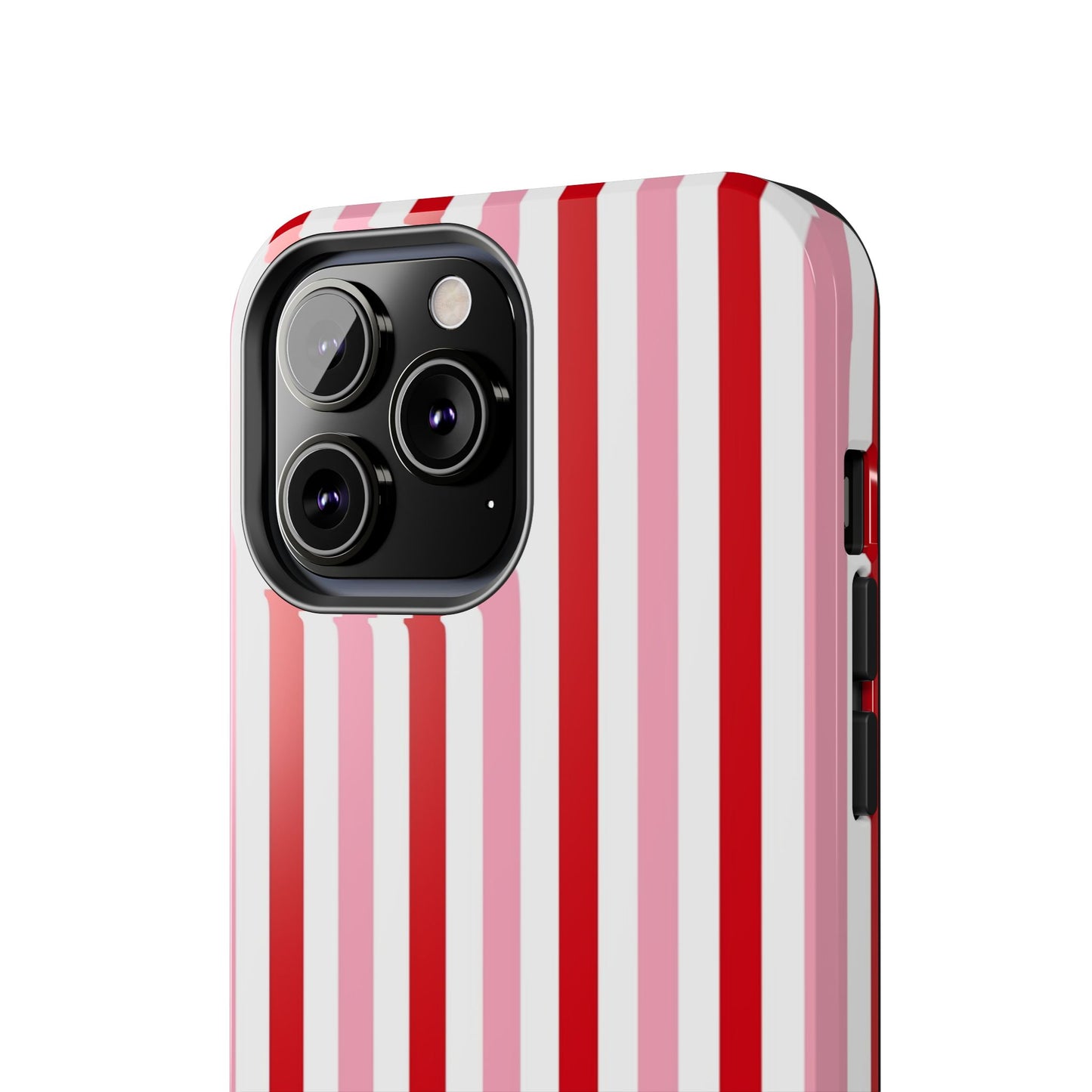 Stylish Tough Phone Case with Red and Pink Stripes