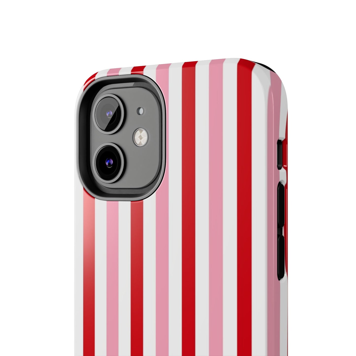 Stylish Tough Phone Case with Red and Pink Stripes