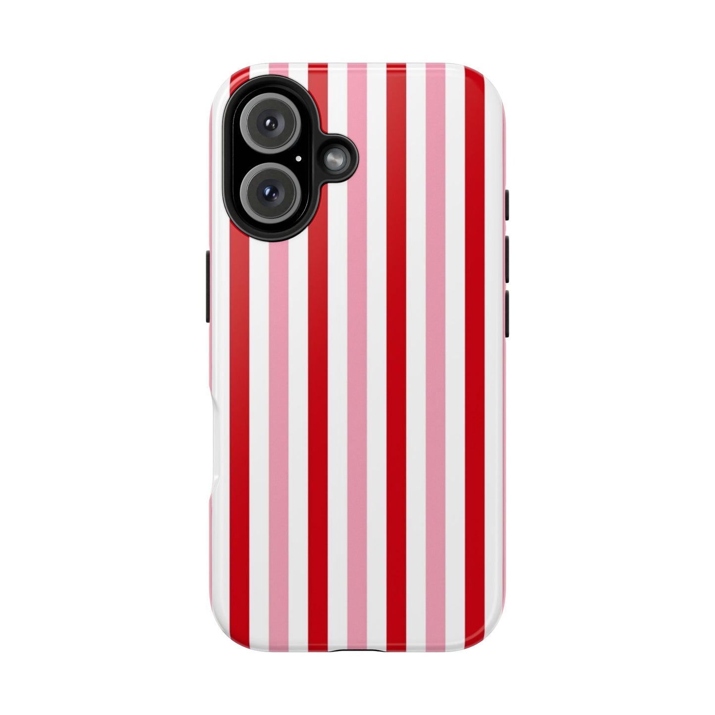 Stylish Tough Phone Case with Red and Pink Stripes