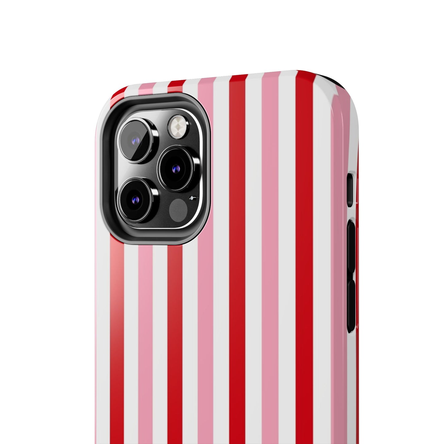 Stylish Tough Phone Case with Red and Pink Stripes