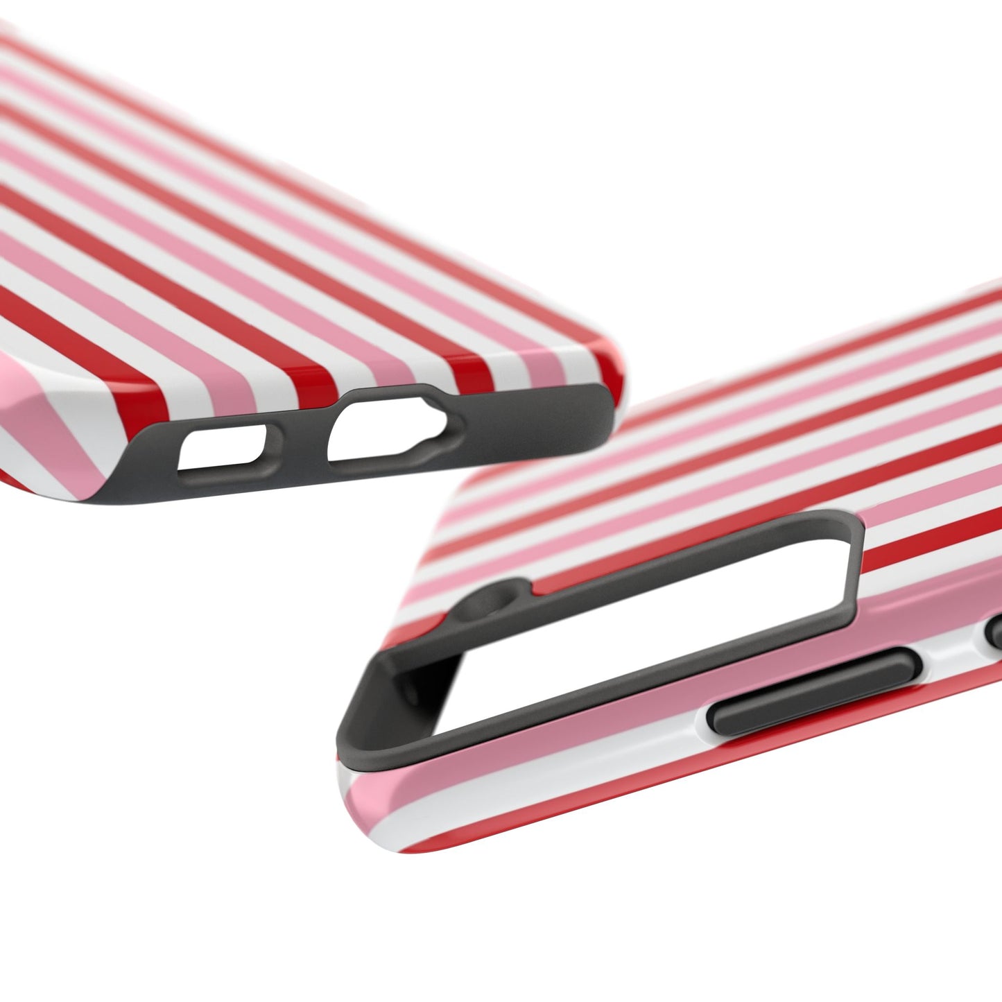 Stylish Tough Phone Case with Red and Pink Stripes