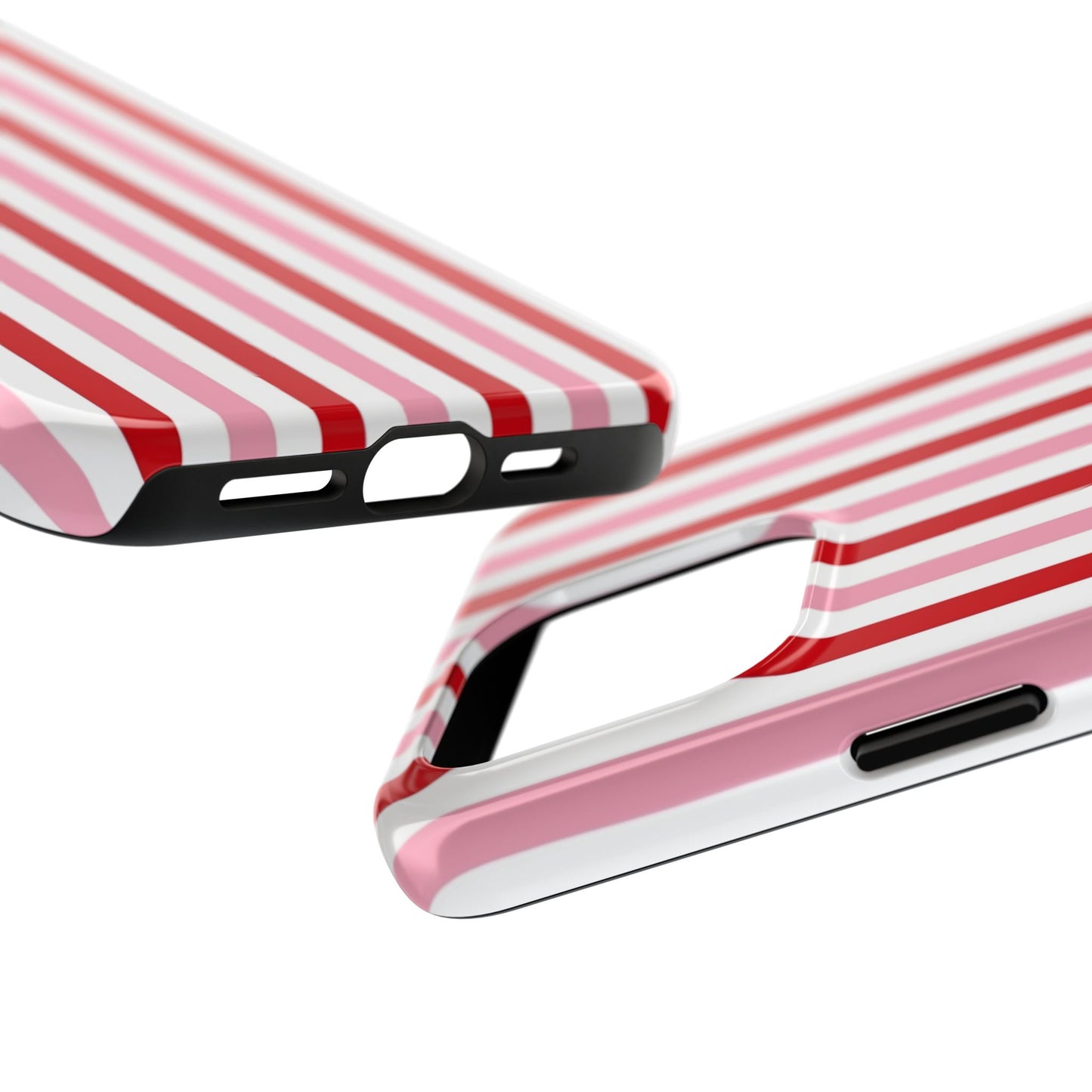 Stylish Tough Phone Case with Red and Pink Stripes