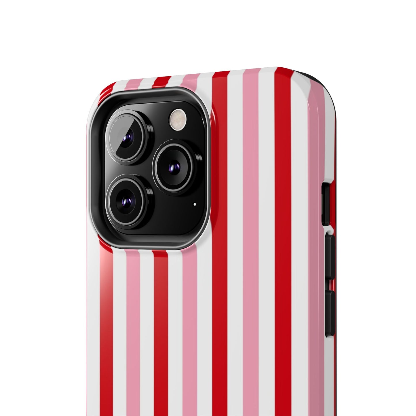 Stylish Tough Phone Case with Red and Pink Stripes