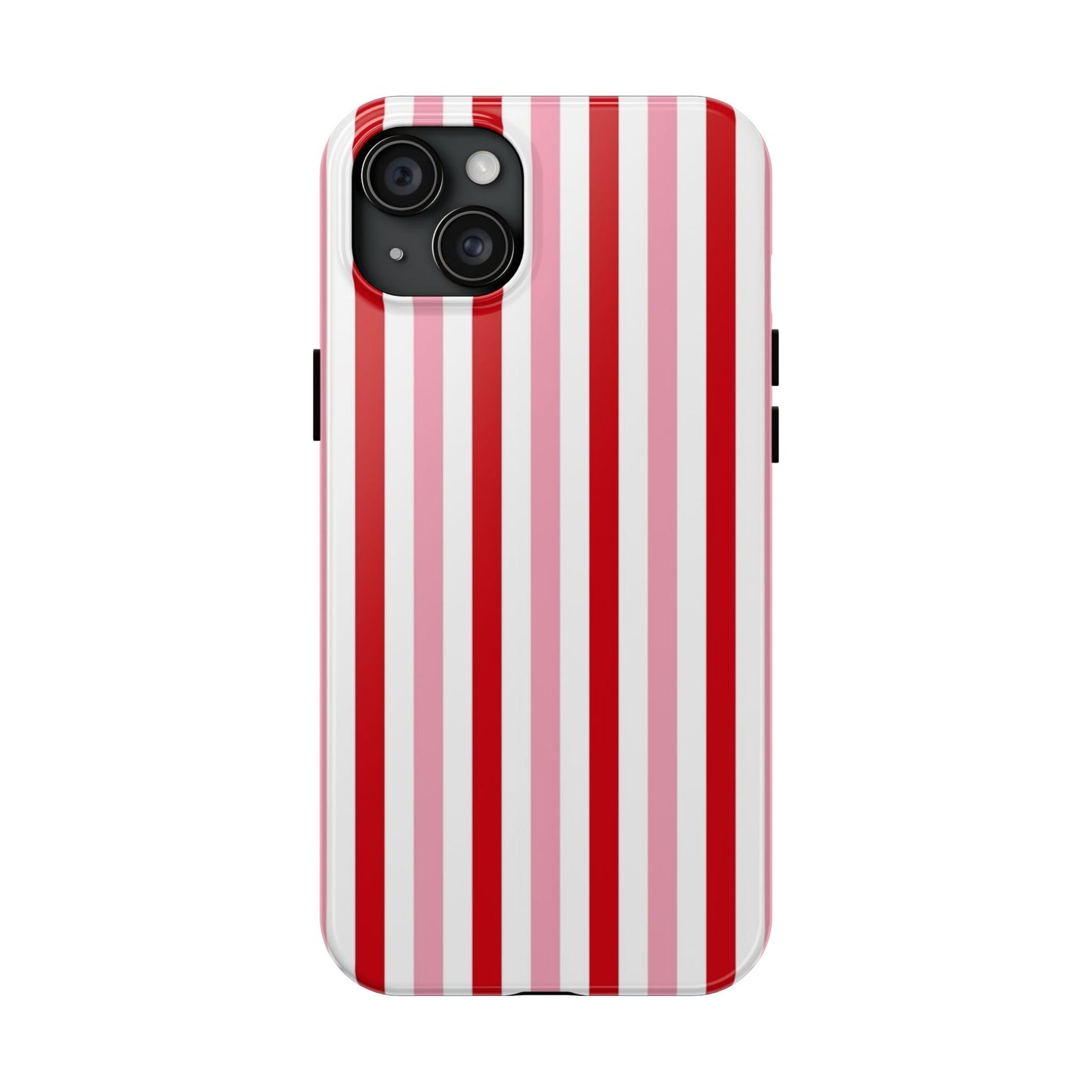 Stylish Tough Phone Case with Red and Pink Stripes