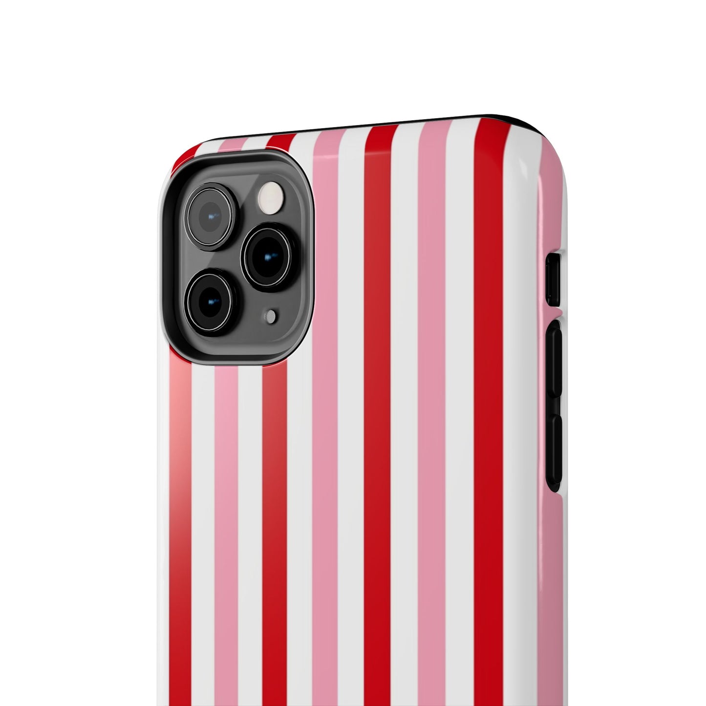 Stylish Tough Phone Case with Red and Pink Stripes