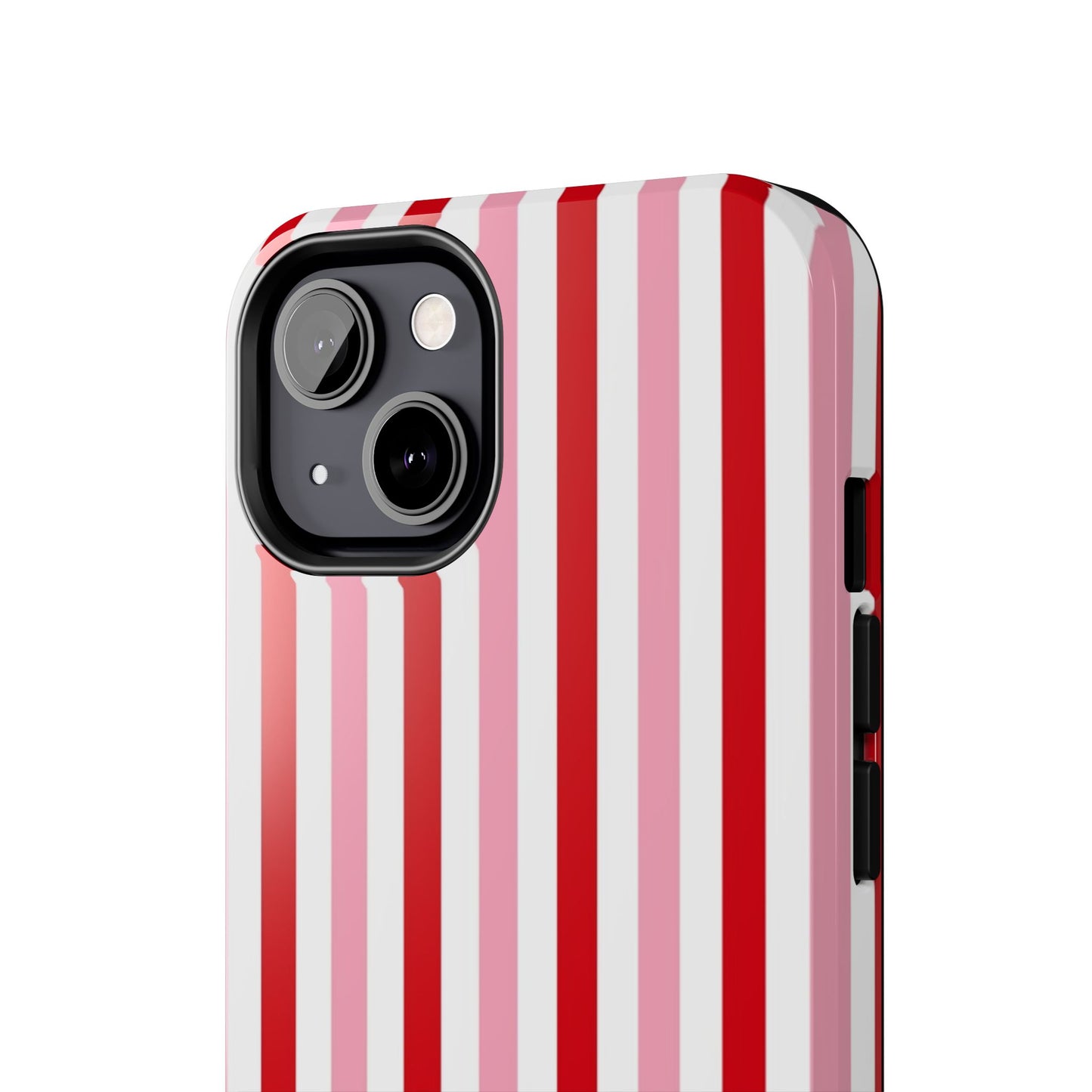 Stylish Tough Phone Case with Red and Pink Stripes